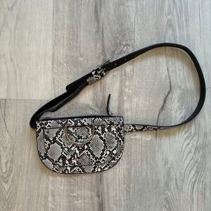Snakeskin Print Saddle Bag Crossbody